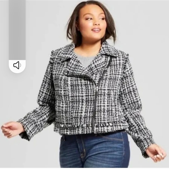 NWT a new day tweed Style Front Zip black and white  Jacket Size XXL - Picture 9 of 9